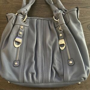 B. Makowsky Elegant Gray Leather Shoulder Bag